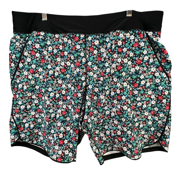 Lands' End Other - Lands' End Women's Black Waist Floral Swim Shorts - Teal, Red, White